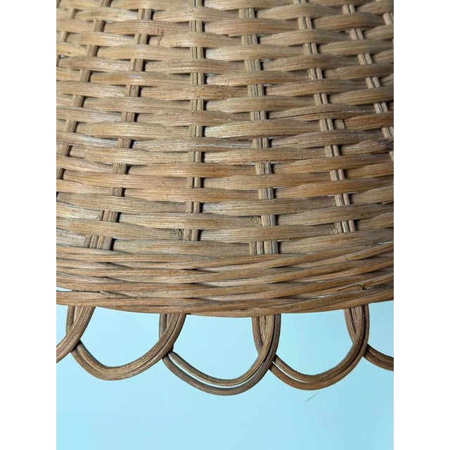 Handcrafted Rattan Diabolo Pendant Light in the style of Kalmar, 1960s For Sale - Image 10 of 15
