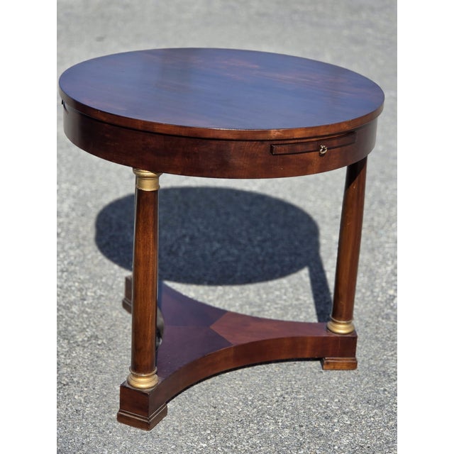 21st Century French Empire Plum Mahogany Round Table. For Sale - Image 14 of 16