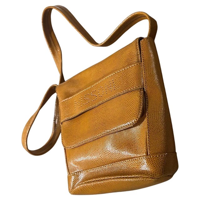 Chic 1990s Missoni Light Brown Leather Shoulder Bag - Embossed Texture Elevate your style with this authentic vintage...