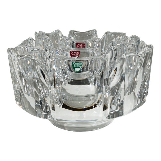 Swedish Corona Crystal Bowls by Lars Hellsten for Orrefors, 1970s, Set of 3 For Sale