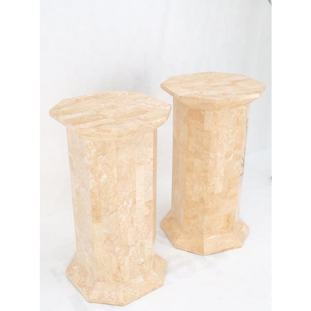 Pair of Tessellated Stone Marble Columns Octagon Shape Pedestals Columns Mint! For Sale - Image 12 of 12