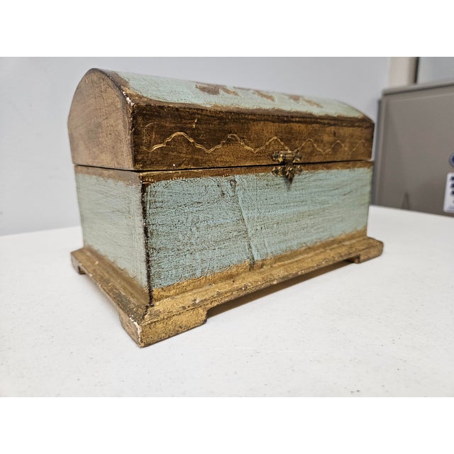 Turquoise and Gilt Italian Trinket Box For Sale - Image 4 of 12