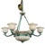 Art Deco Bronze Verdigris & Alabaster Six-Light Tulip Chandelier, European, Circa 1925 For Sale - Image 3 of 6