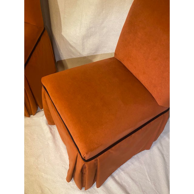 Textile Slipper Chairs in Burnt Orange by Century Furniture - A Pair For Sale - Image 7 of 16