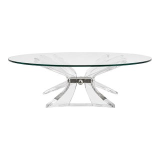 Vintage Lucite Glass Cocktail Coffee Table Hollywood Regency Postmodern 36” For Sale