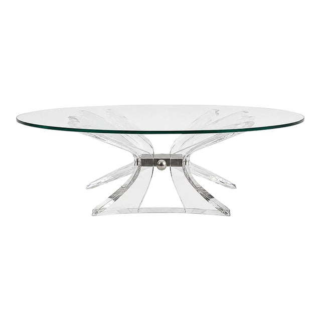 Vintage Lucite Glass Cocktail Coffee Table Hollywood Regency Postmodern 36” For Sale