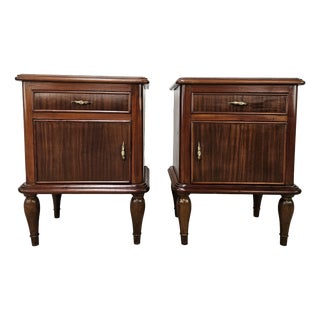 Art Deco Bedside Tables with Mirrored Top, 1950, Set of 2 For Sale