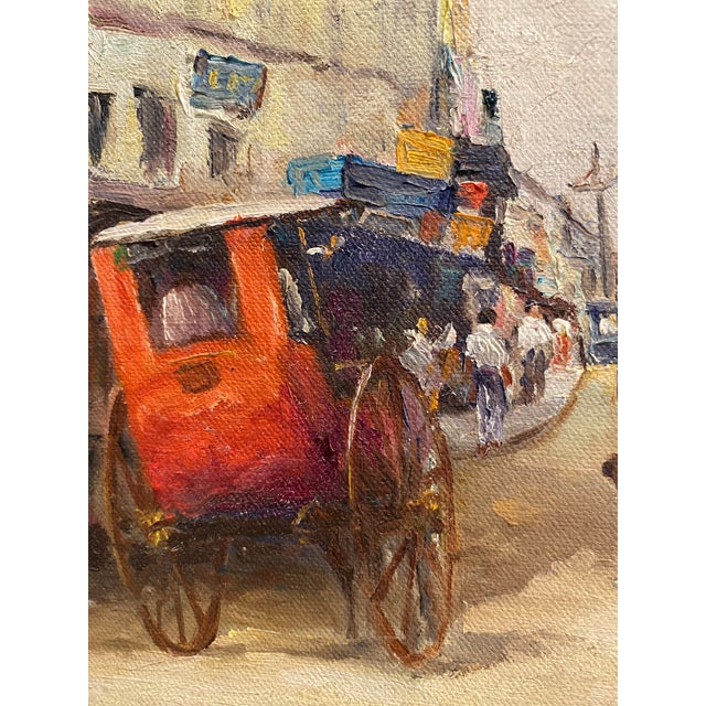 Brown Elias Laxa Well-Listed Philippine Artist Rare 1964 Street Scene Painting For Sale - Image 8 of 11