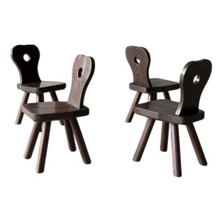 Brutalist Pine Chairs, Set of 4 For Sale