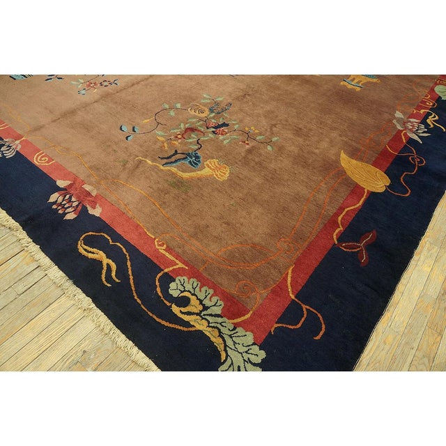 Fabuluos Taupe Color With Black Border With Bits of Chinese Ornament Antique Art Deco Rug For Sale In New York - Image 6 of 7
