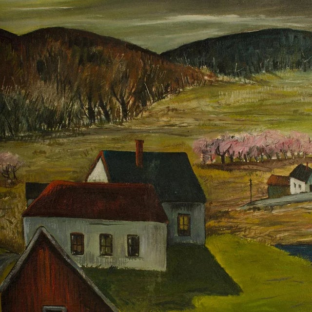 Charles Harsanyi (American 1905-1973) "Peach Orchard in the Valley" Oil Painting For Sale - Image 10 of 13