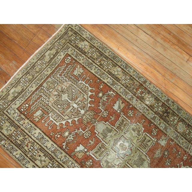 Terracotta Brown Antique Persian Heriz Runner For Sale In New York - Image 6 of 18