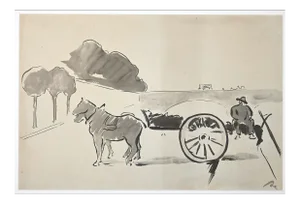Unknown, Farmer at Work, Original Watercolor, Early 20th Century