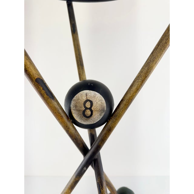 Black Vintage Billiard Ball Tripod Glass Top Accent Table For Sale - Image 8 of 11