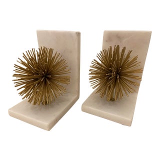 Contemporary Marble Style Bookends - a Pair For Sale