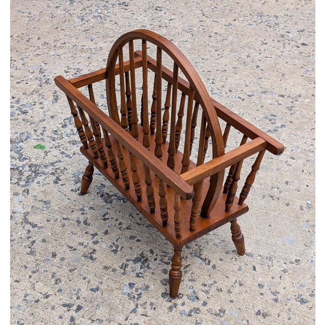 American Vintage American Style Turned Spindle Oak Magazine Rack For Sale - Image 3 of 7