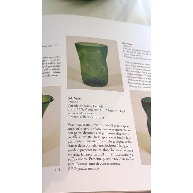 1950s Cylindrical Green Hand-Blown Glass Vase from Vetrerie Empolesi, Italy, 1950s For Sale - Image 5 of 14