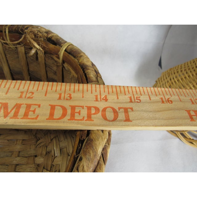 Rustic Vintage Wood Shave Natural Fiber Gathering Basket For Sale - Image 13 of 15
