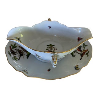 Herand Rothschild Bird Large Attached Gravy Boat Server Porcelain 222/Ro Made in Hungary For Sale