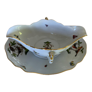 Herand Rothschild Bird Large Attached Gravy Boat Server Porcelain 222/Ro Made in Hungary