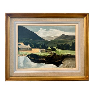Vintage French Painting in Gilt Frame For Sale