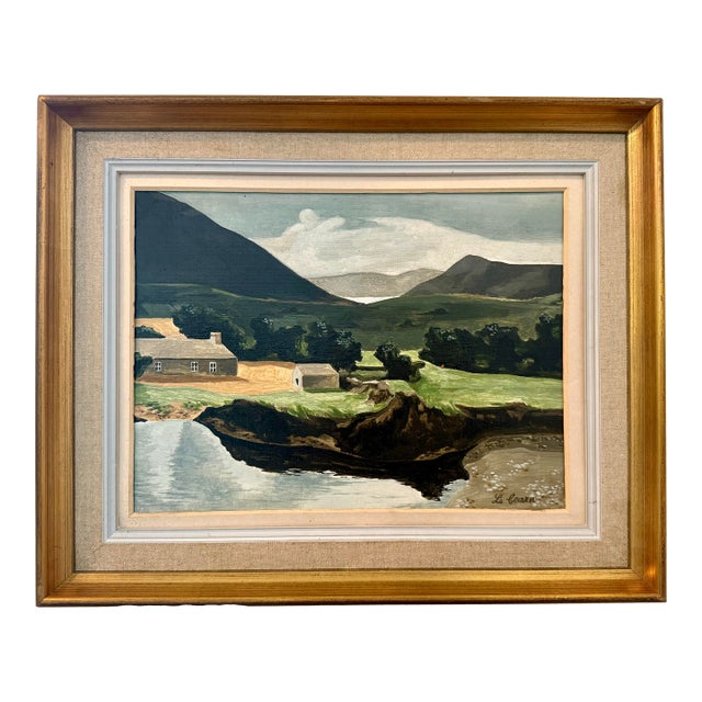 Vintage French Painting in Gilt Frame For Sale