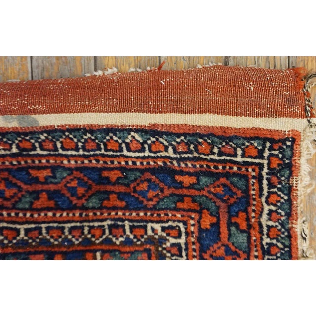 1900s Blue Navy Medallion Tribal Antique Persian Double Saddle-Bag Carpet 2'4" X 4'9" Carpet Rug For Sale - Image 12 of 12