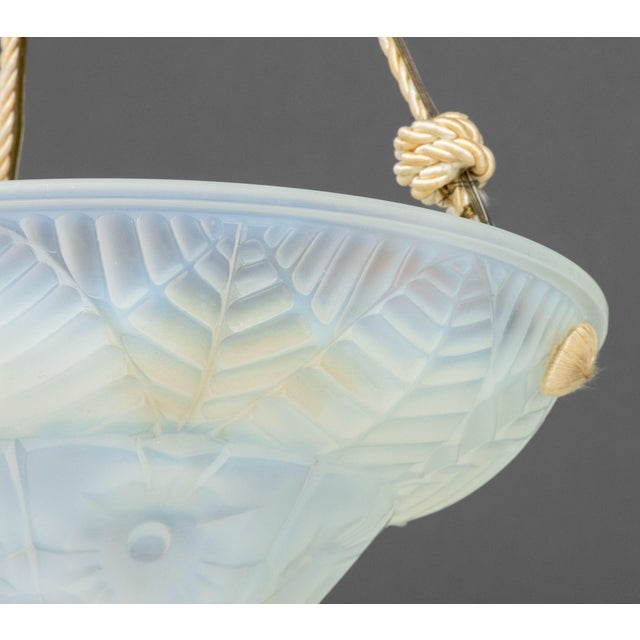 Ranc Freres Lalique Style Vintage Frosted Glass Plafonnier For Sale In New York - Image 6 of 9