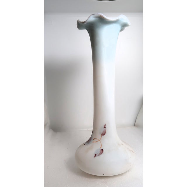 Eggshell Lovely Tall Vintage Hand-Painted Porcelain Vase For Sale - Image 8 of 18