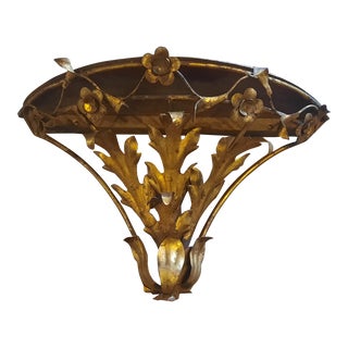 Italian Tole Leaf Wall Shelf For Sale