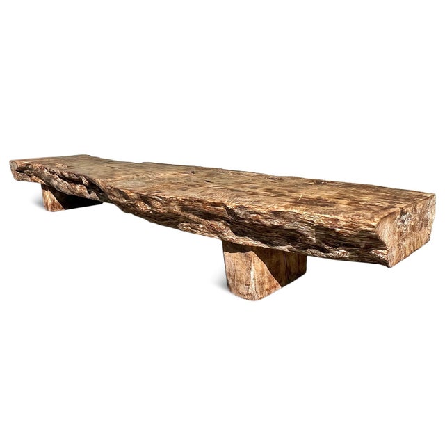 Early 21st Century Vintage Large Lychee Slab Lobby Bench For Sale - Image 5 of 12