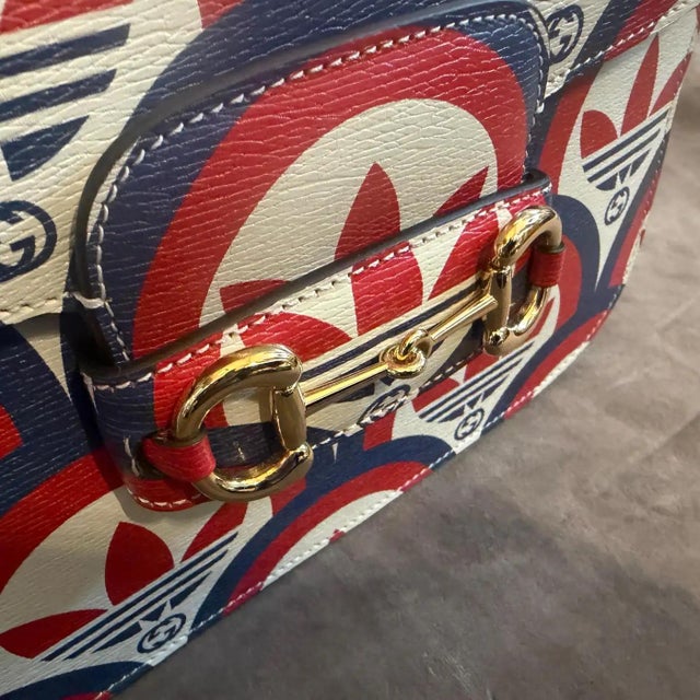 A New 21st Century Printed Leather Gucci for Adidas Horsebit 1955 Shoulder Bag 6 For Sale - Image 15 of 18