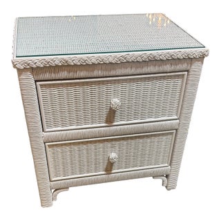1980s Henry Link Wicker Nightstand For Sale
