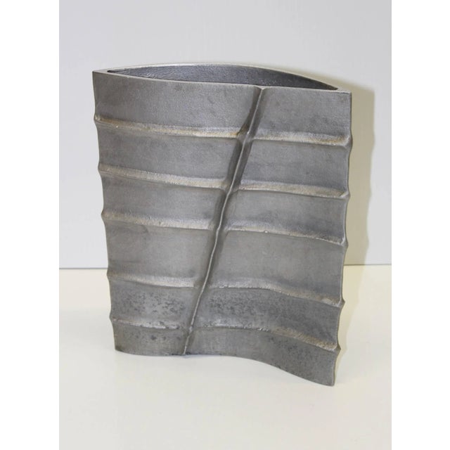 Mid-Century Modern Signed Modernist Aluminum Vase For Sale - Image 3 of 11