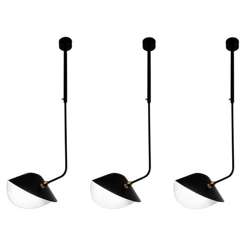 Mid-Century Modern Black Curved Bibliothèque Hanging Lamps by Serge Mouille for Isamu Noguchi, Set of 3 For Sale - Image 9 of 9