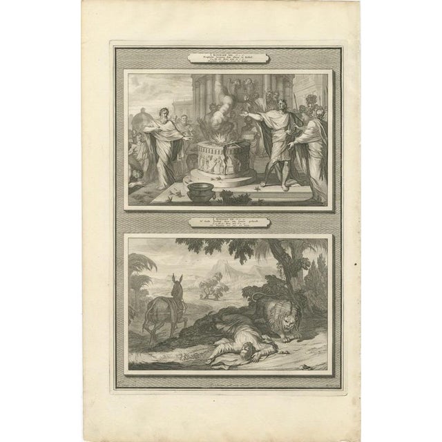 Baroque Pieter Mortier, Prophecy at Bethel and the Prophet Slain by a Lion, Pieter 1700, Engraving For Sale - Image 3 of 12