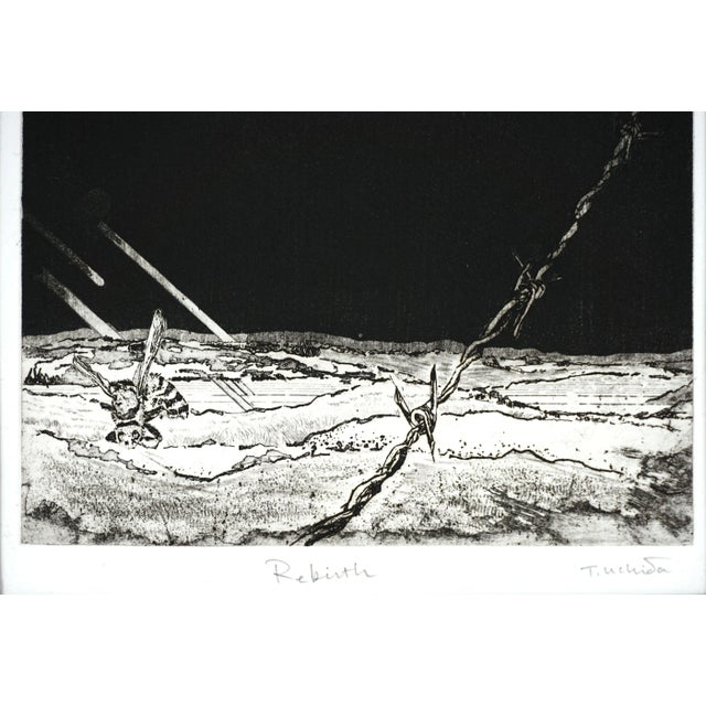 1980s "Rebirth" Honey Bee and Barbed Wire - Intaglio Print by Tomoya Uchida For Sale - Image 5 of 6