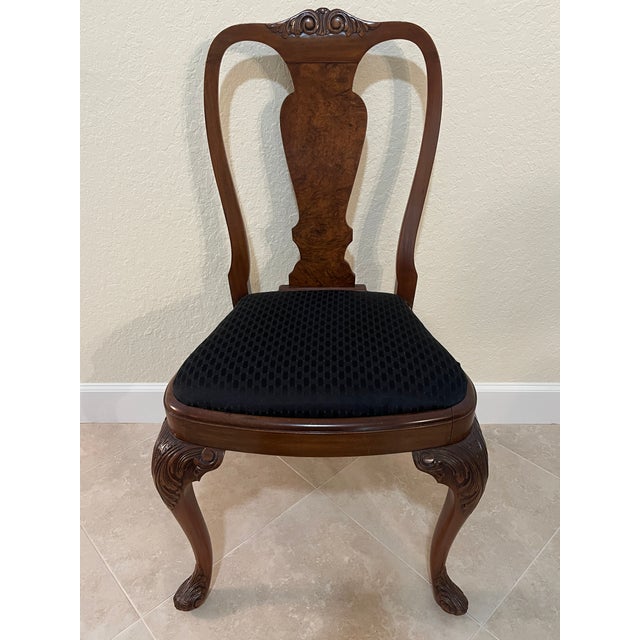 Antique Hand Carved Queen Anne Walnut Chairs - Set of 4 For Sale In West Palm - Image 6 of 18