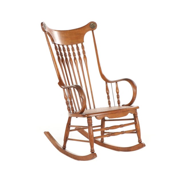 Early 20th Century Antique Walnut Rocking Chair | Chairish