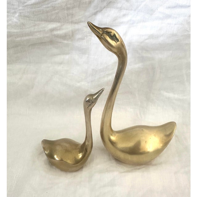 MCM Pair of Brass Swans For Sale - Image 4 of 5