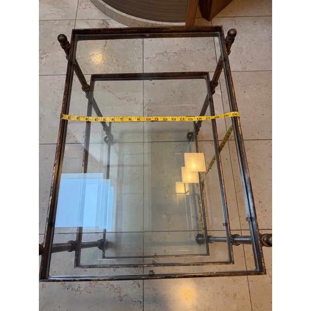 Hollywood Regency Vintage Three-Tier Brass and Glass Serving Cart – Hollywood Regency Style For Sale - Image 3 of 6