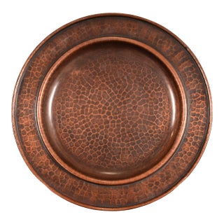 Roycroft Arts & Crafts Hammered Copper Charger Plate or Tray For Sale