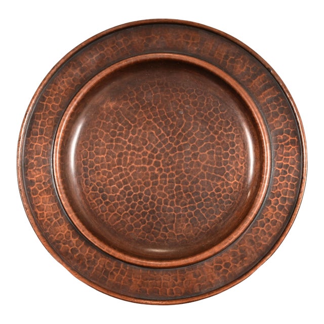 Roycroft Arts & Crafts Hammered Copper Charger Plate or Tray For Sale