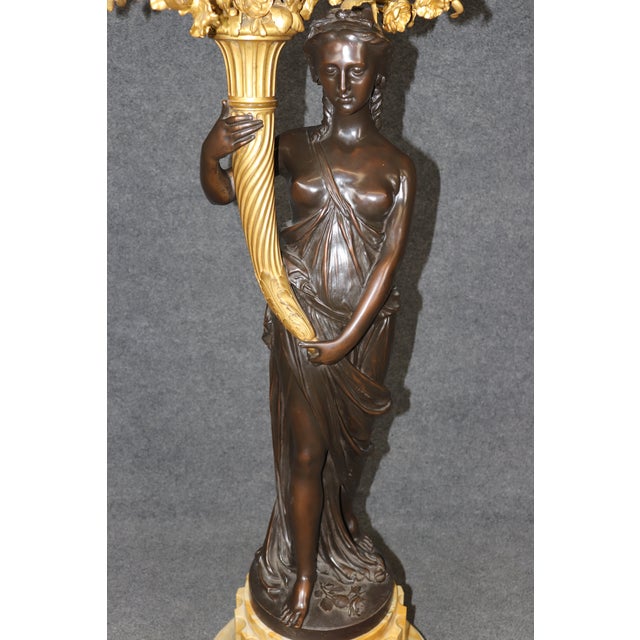 F. Barbedienne Foundry Life Size Bronze Tand Marble Torchiere Attributed to Barbedienne or Susse Freres For Sale - Image 4 of 15