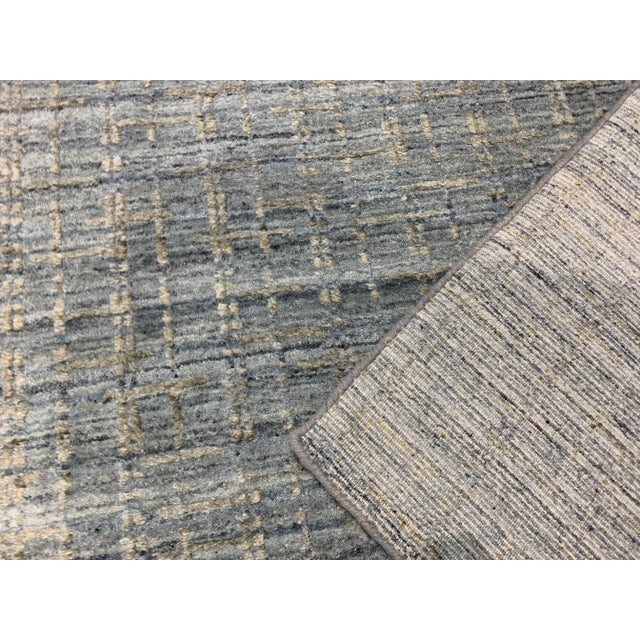 Simplicity Blue Beige Contemporary Handwoven Rug 8ft X 10ft For Sale - Image 10 of 10