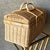Cabin Circa 1970 Coastal Chic Nicely-Sized Decorative Rattan Sewing Basket With Folding Latch Handles For Sale - Image 3 of 15