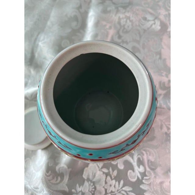 Vintage Jingdezhen Famille Rose Porcelain Ginger Jar & Stand - Bird & Floral 5" For Sale In San Francisco - Image 6 of 8