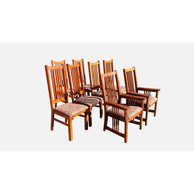 Late 20th Century Bassett Furniture Mission Style Arts & Craft Oak Dining Chairs For Sale - Image 18 of 18