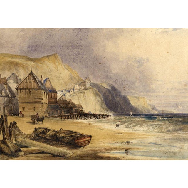 Fishing Nets on Beach, Possibly Brittany, Mid-19th Century, Watercolour Painting For Sale - Image 4 of 4