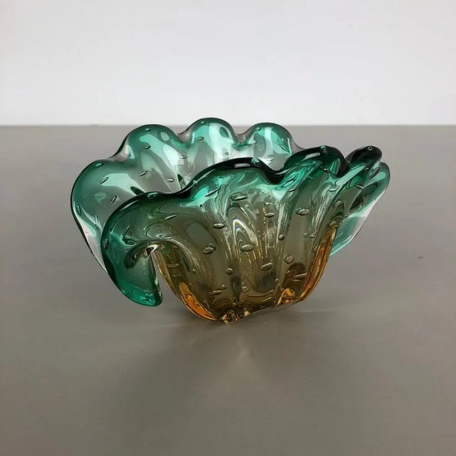 Bubble Murano Glass Shell Bowl Vase from Seguso Bullicante, Italy, 1970s For Sale - Image 4 of 18